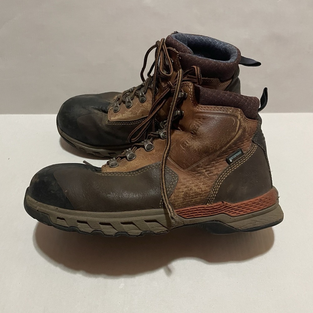 Timberland PRO Mens Work Boots Sz 8 M Downdraft 6" Alloy Toe Waterproof Brown